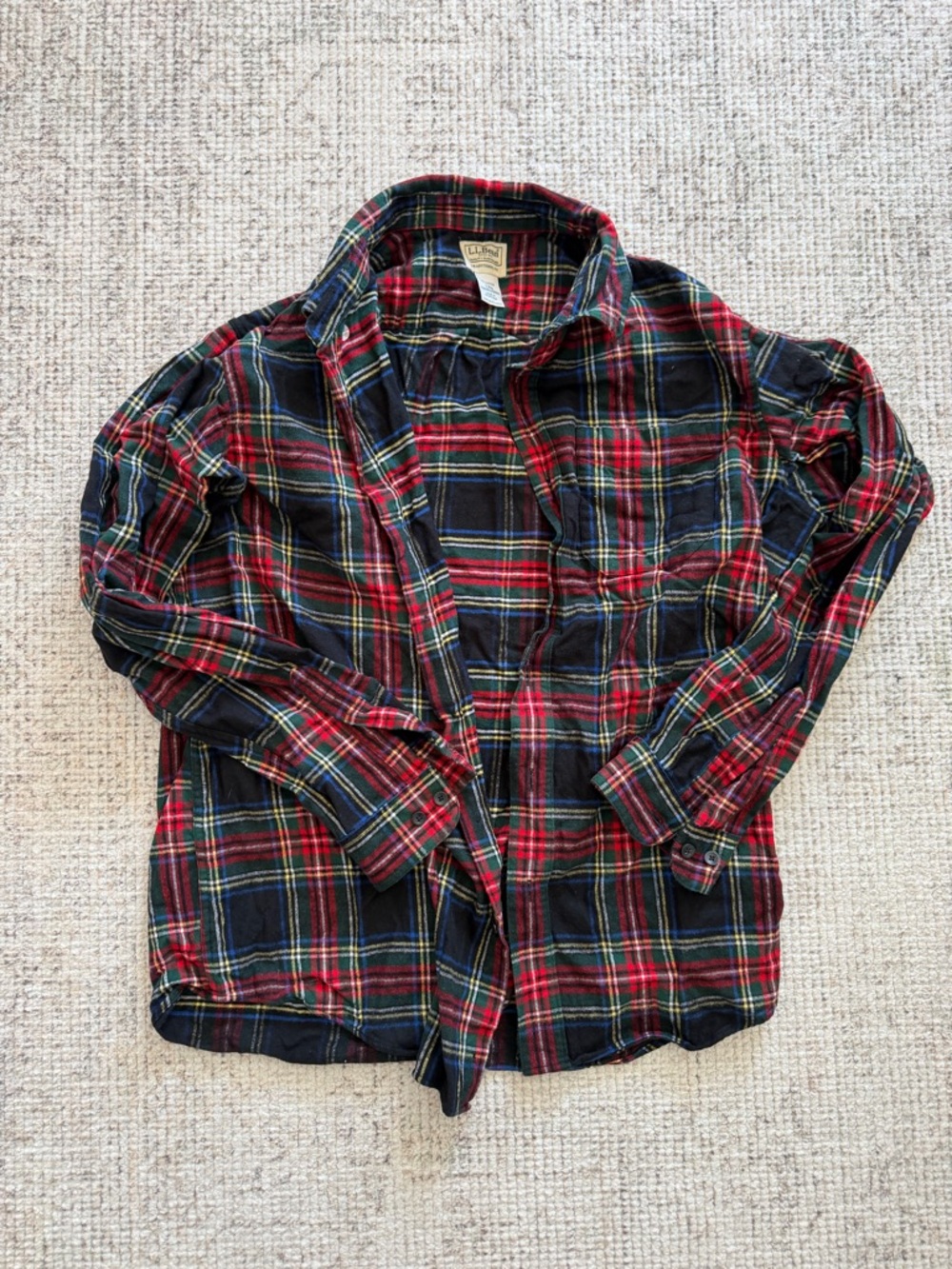 L.L. Bean Men’s Plaid Button-Down Shirt - Red, Blue & Green